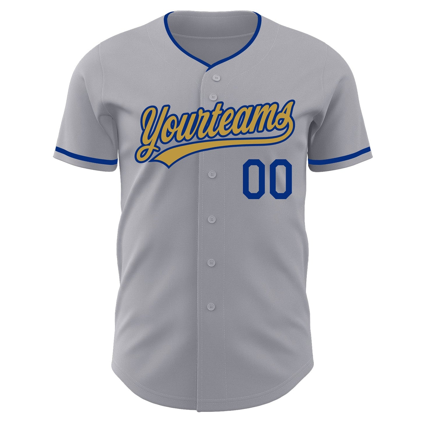 Custom Gray Old Gold-Royal Authentic Baseball Jersey view 2