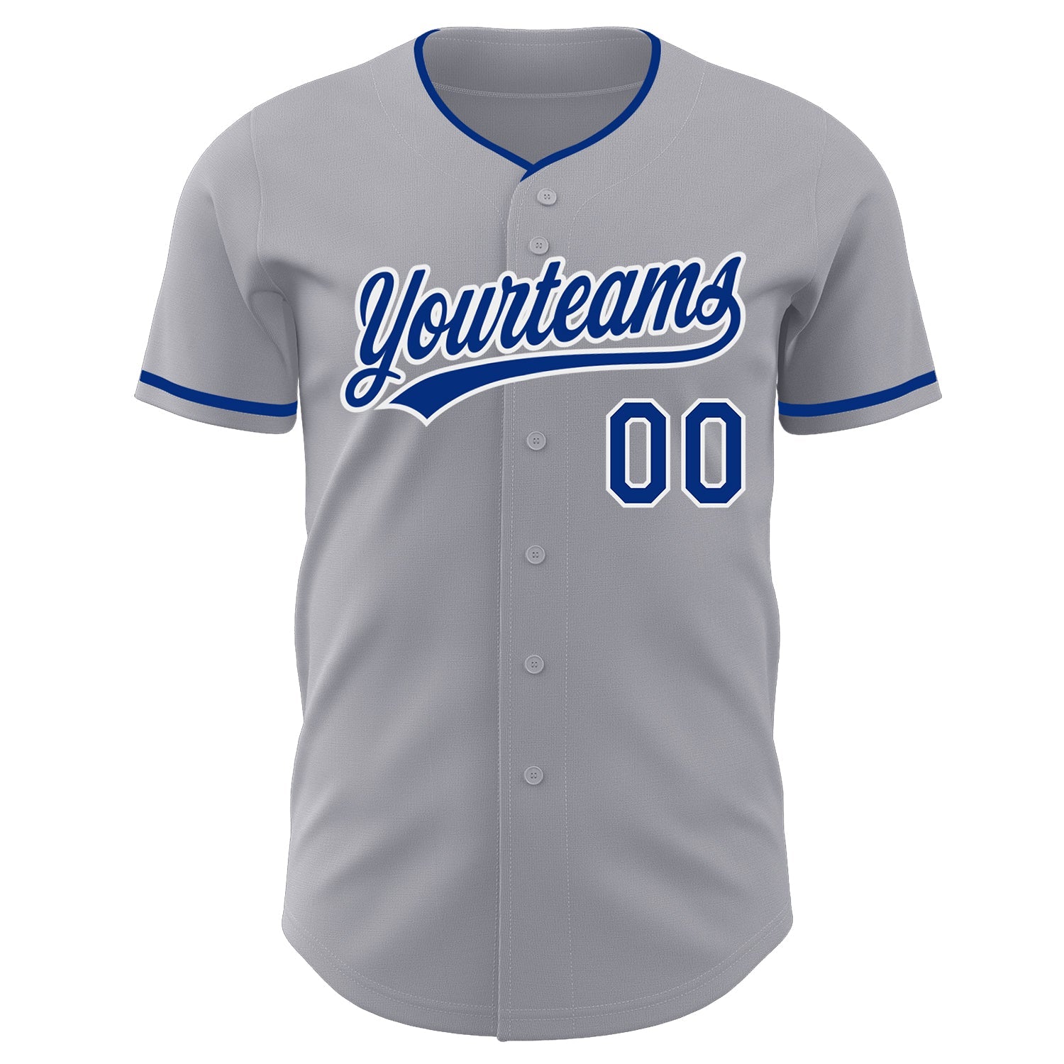 Custom Gray Royal-White Authentic Baseball Jersey view 2