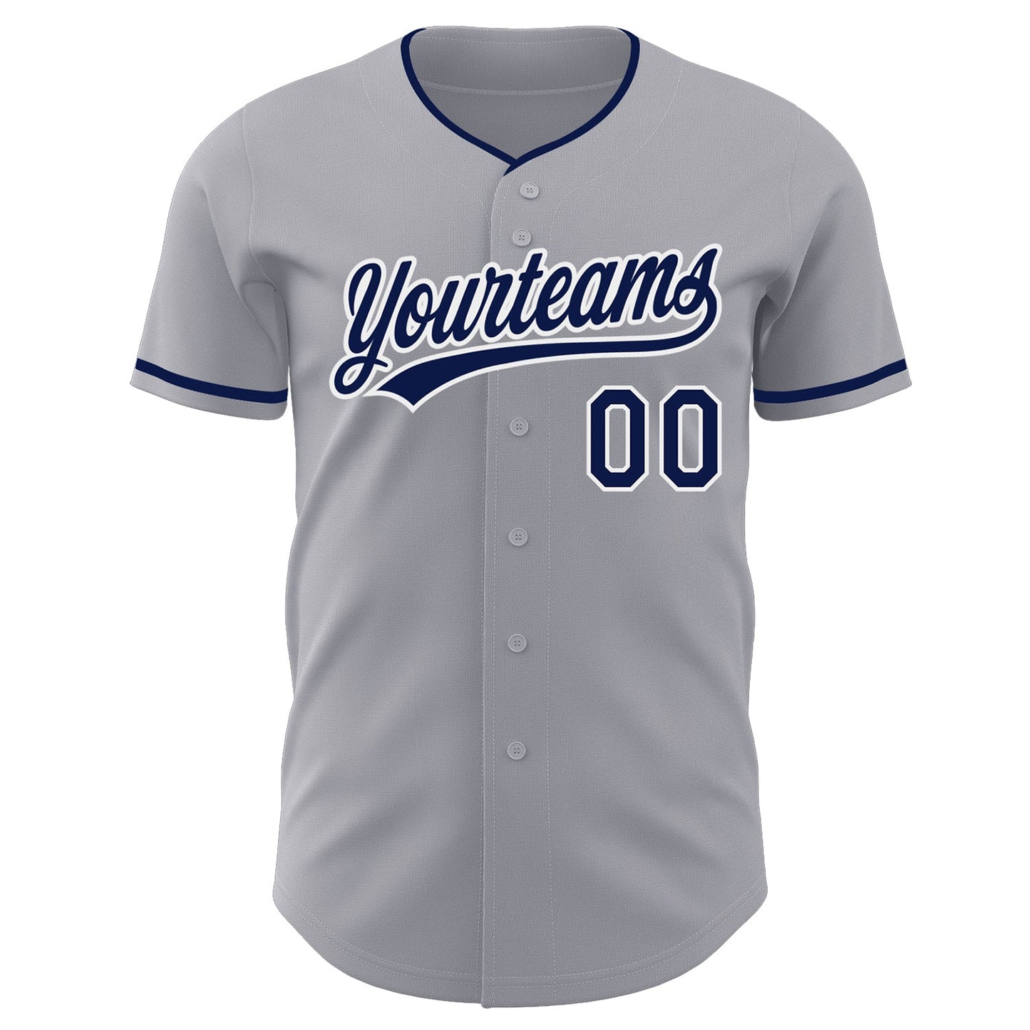 Custom Gray Navy-White Authentic Baseball Jersey view 2