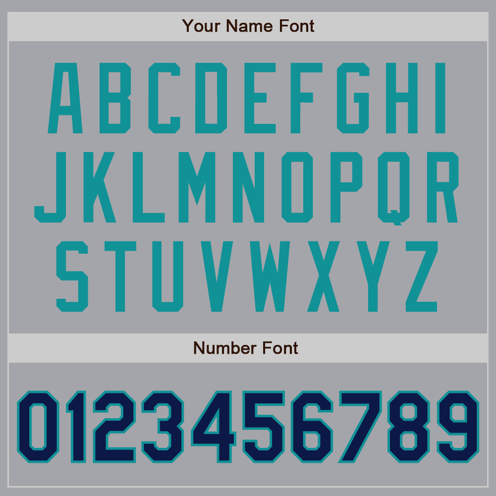 Custom Gray Navy-Teal Authentic Baseball Jersey view 5
