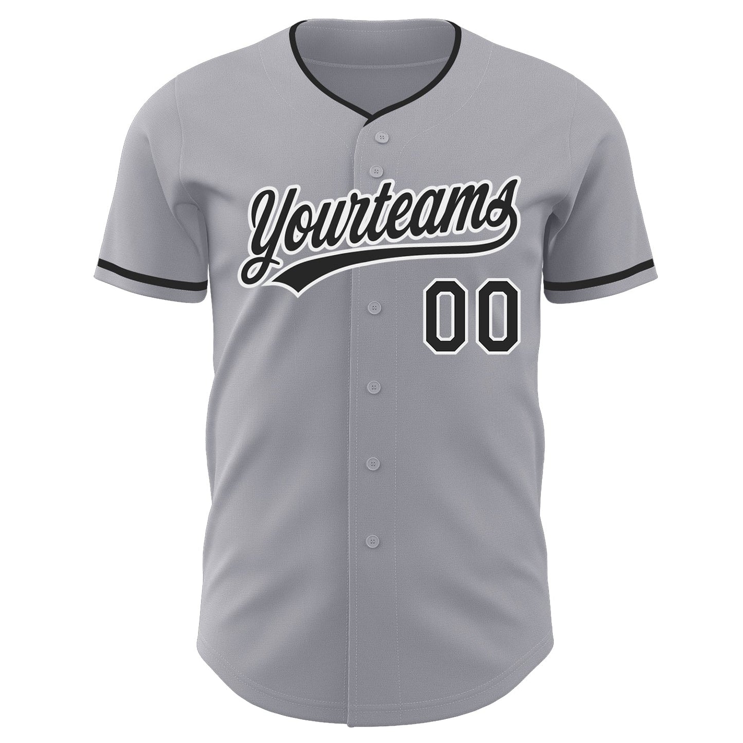 Custom Gray Black-White Authentic Baseball Jersey view 2