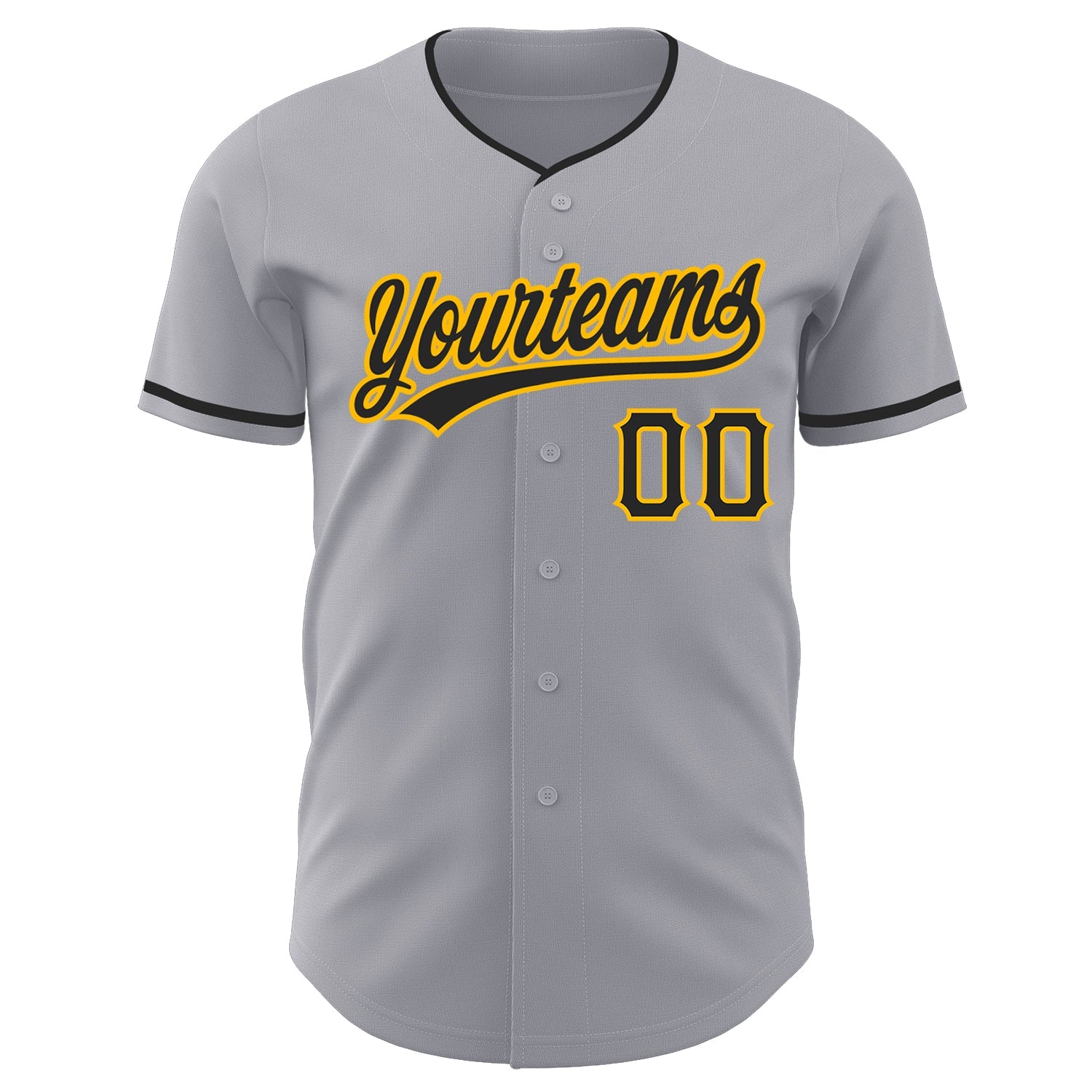 Custom Gray Black-Gold Authentic Baseball Jersey view 2