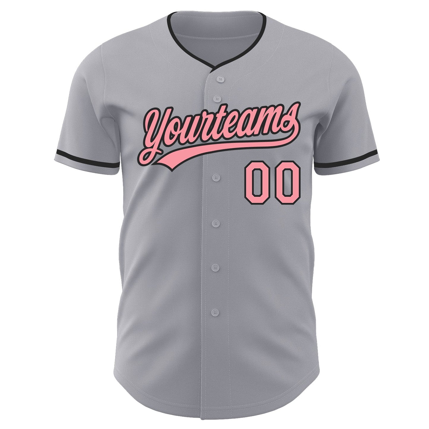 Custom Gray Medium Pink-Black Authentic Baseball Jersey view 2