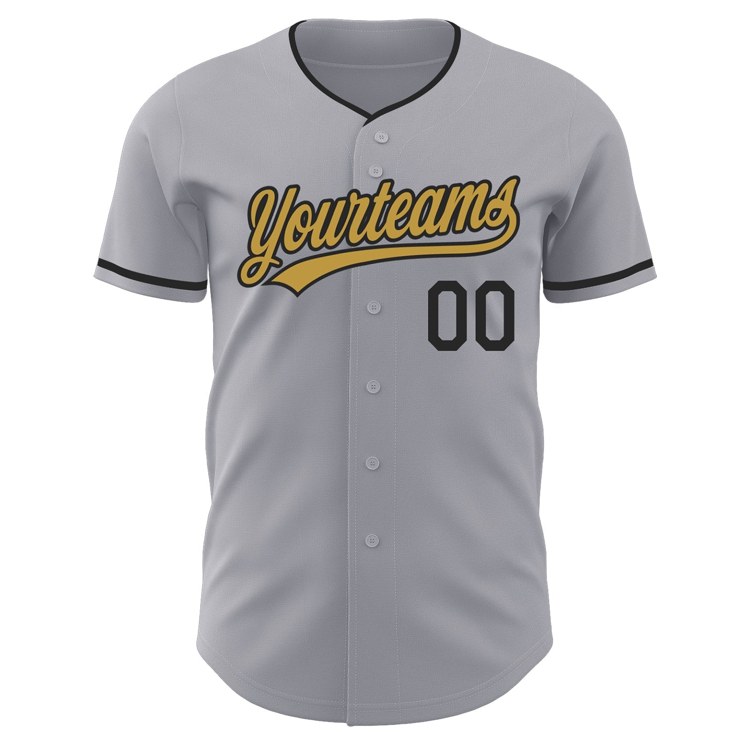 Custom Gray Old Gold-Black Authentic Baseball Jersey view 2