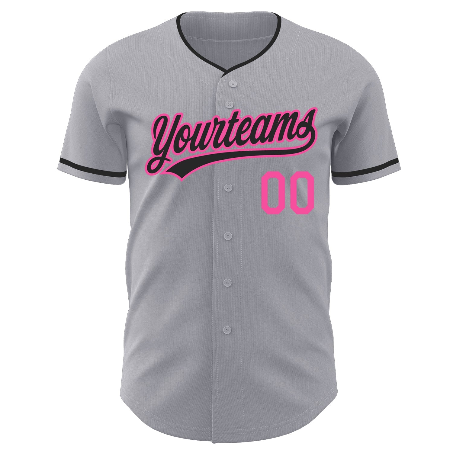 Custom Gray Black-Pink Authentic Baseball Jersey view 2