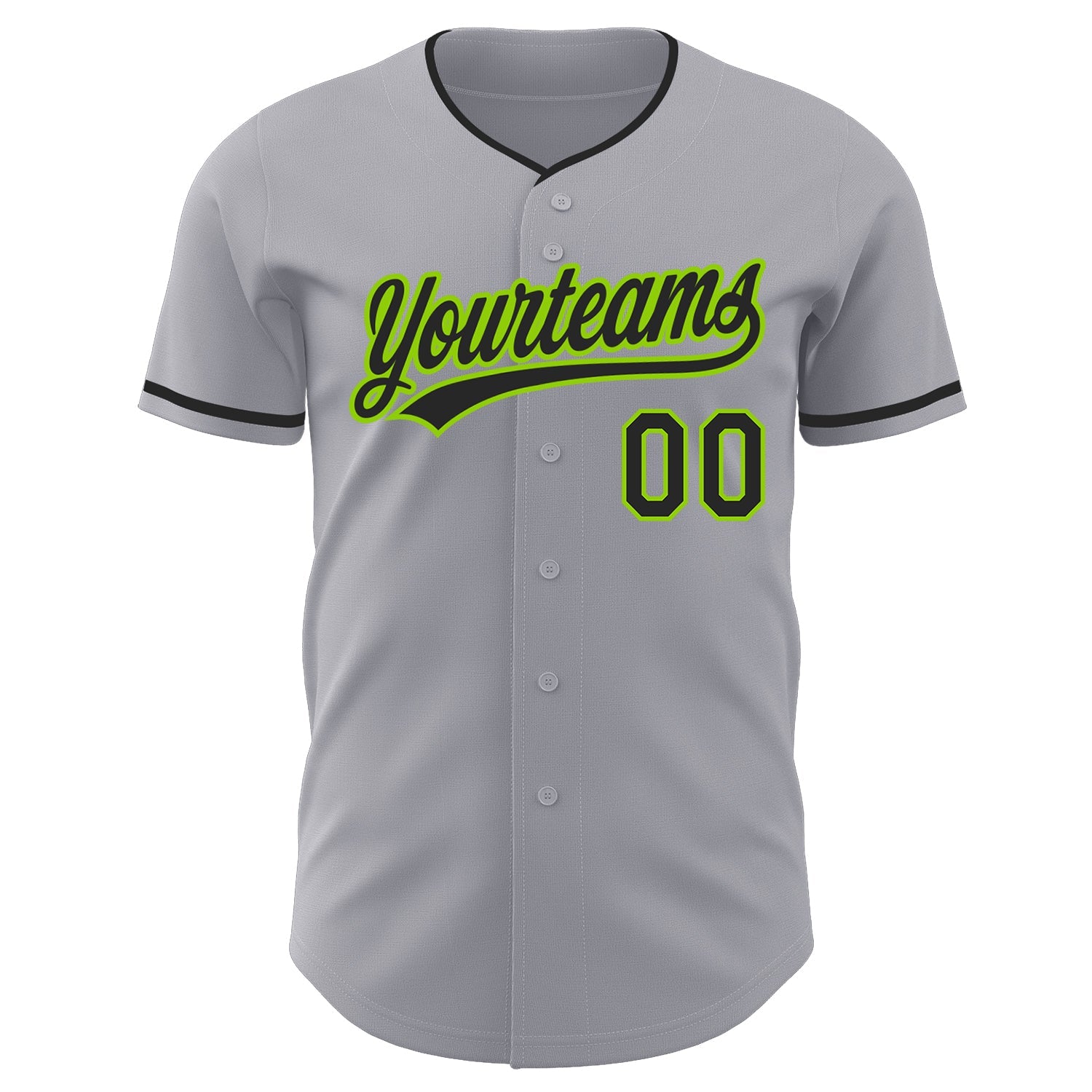 Custom Gray Black-Neon Green Authentic Baseball Jersey view 2