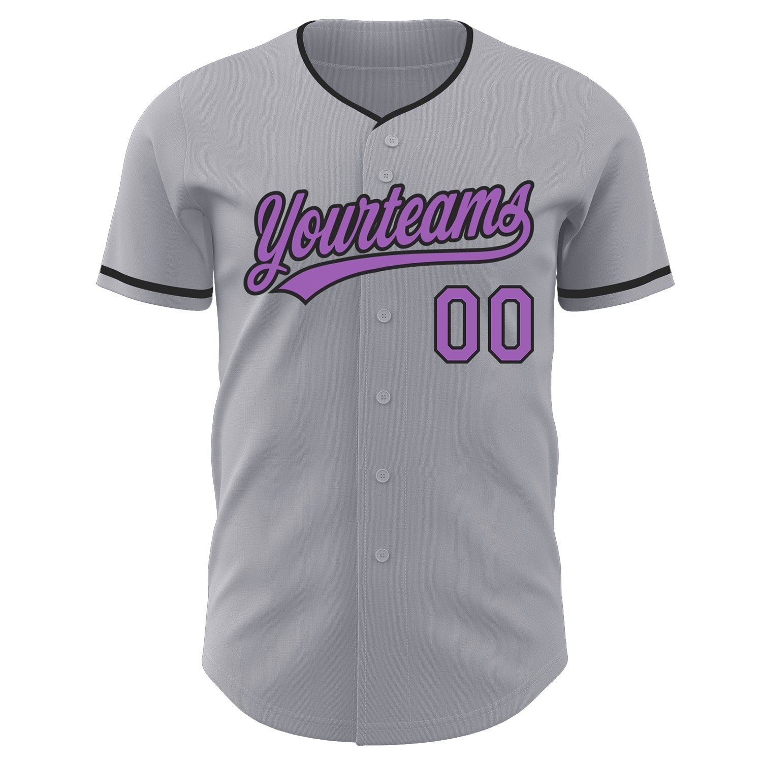 Custom Gray Medium Purple-Black Authentic Baseball Jersey view 2