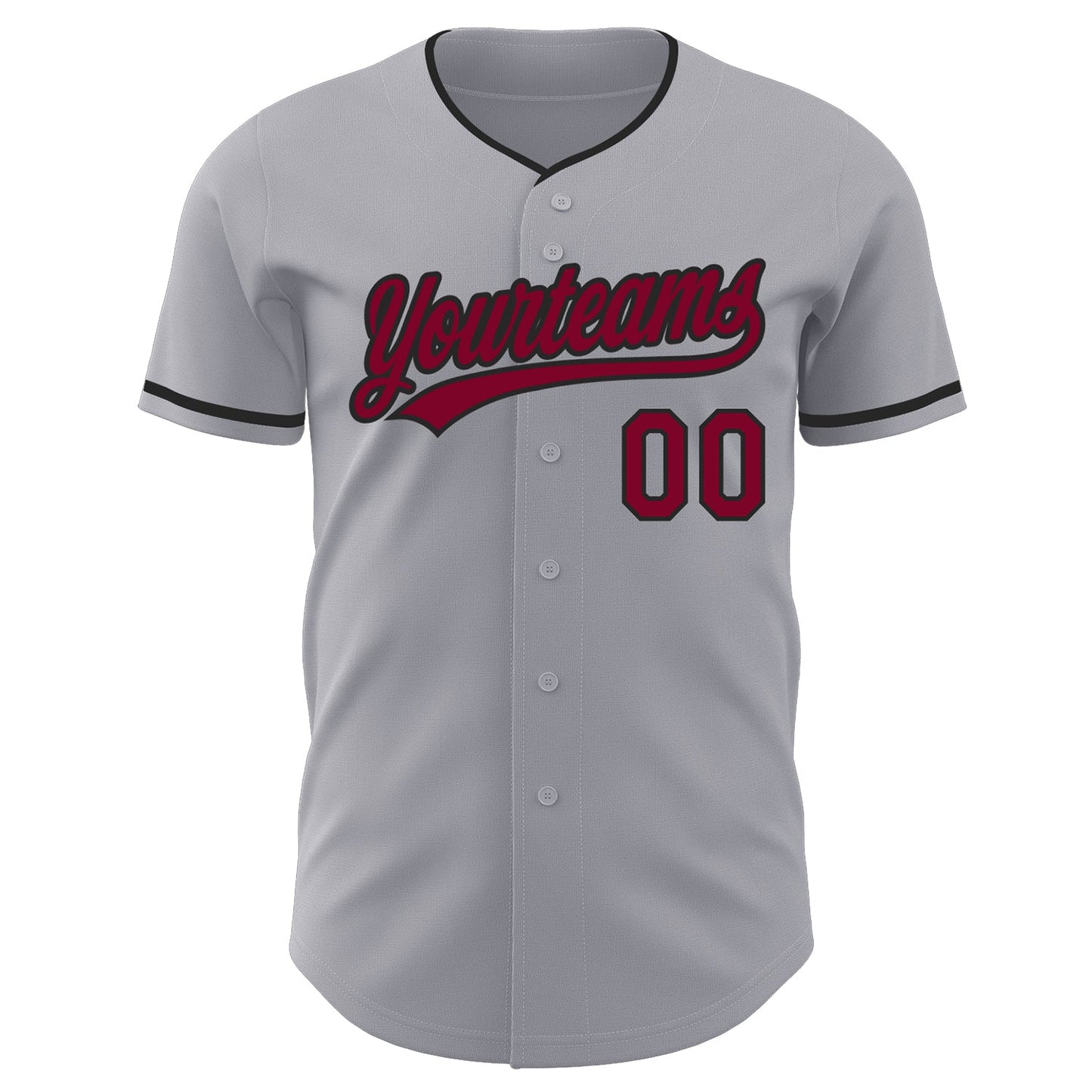 Custom Gray Maroon-Black Authentic Baseball Jersey view 2