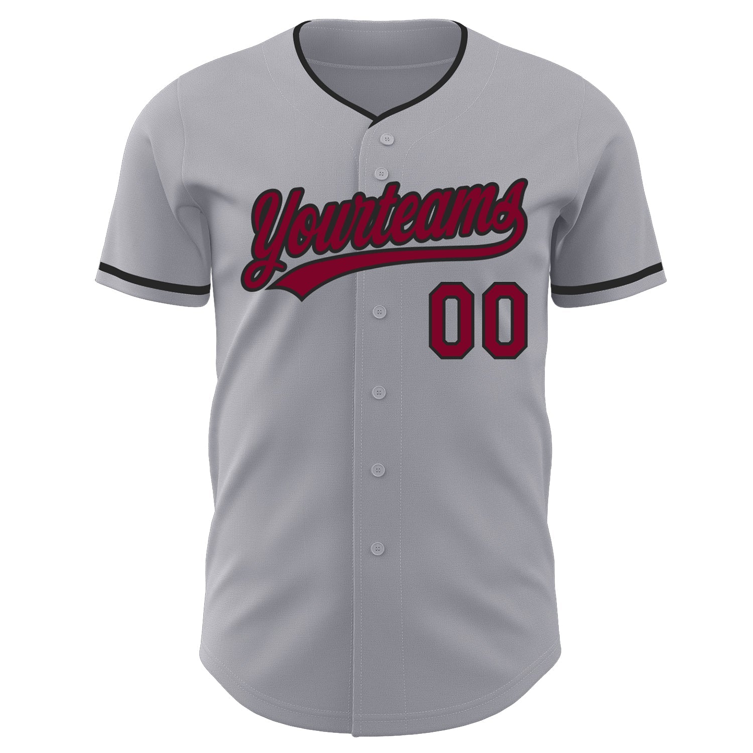 Custom Gray Maroon-Black Authentic Baseball Jersey view 2