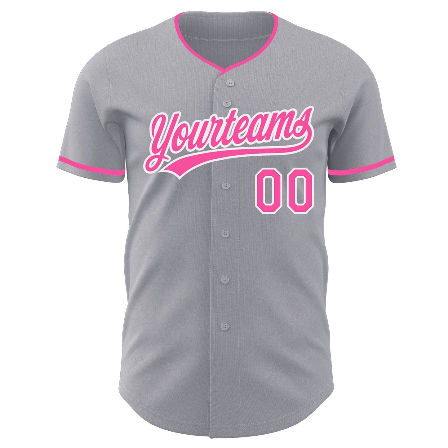 Custom Gray Pink-White Authentic Baseball Jersey view 2