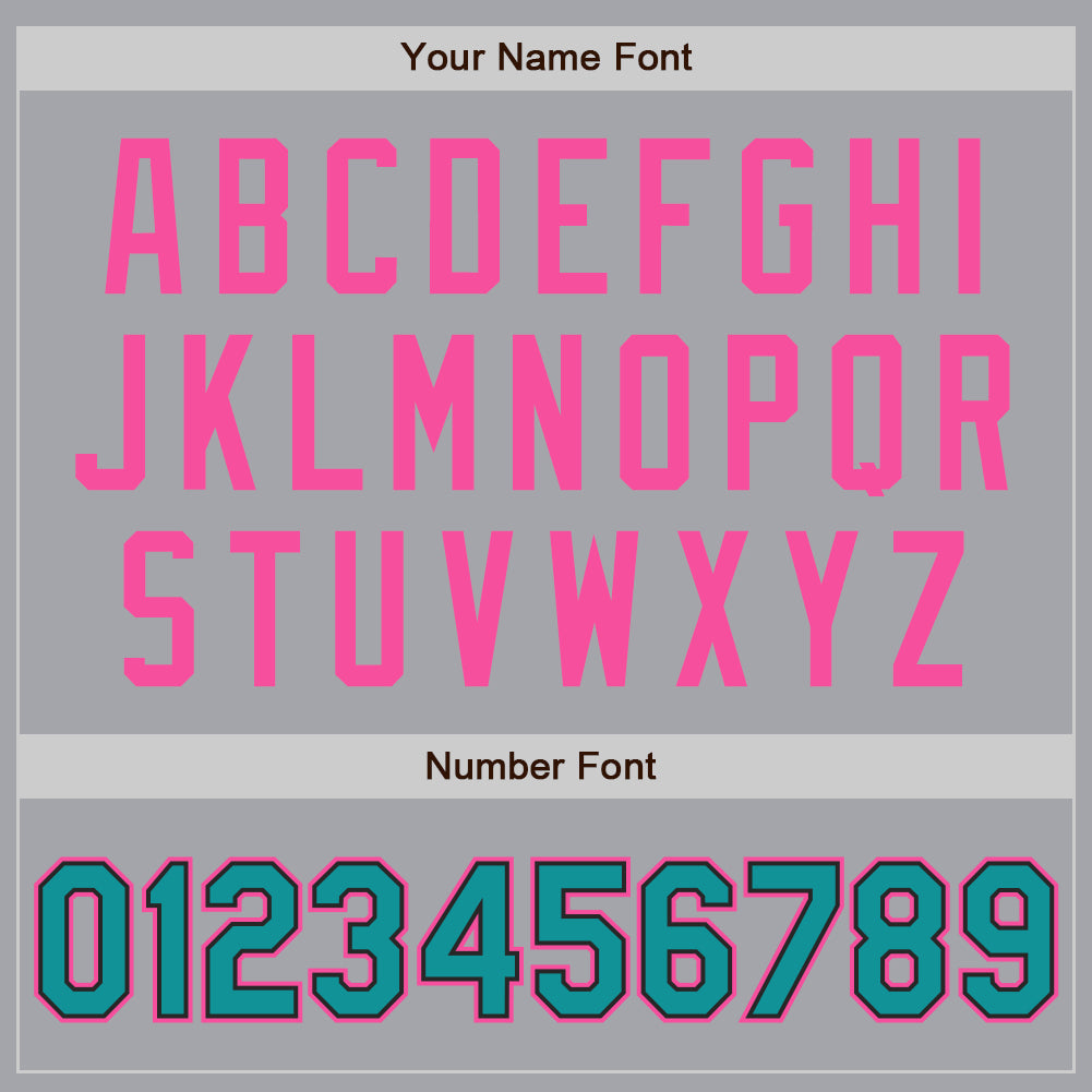 Custom Gray Teal Black-Pink Authentic Baseball Jersey view 5