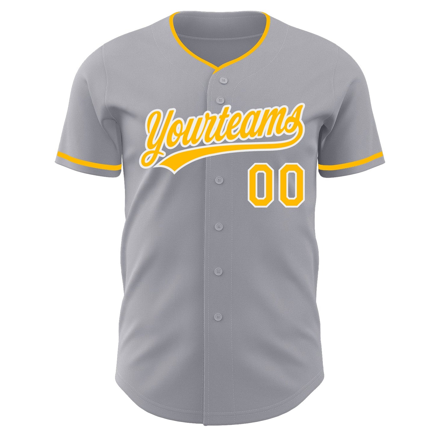 Custom Gray Gold-White Authentic Baseball Jersey view 2