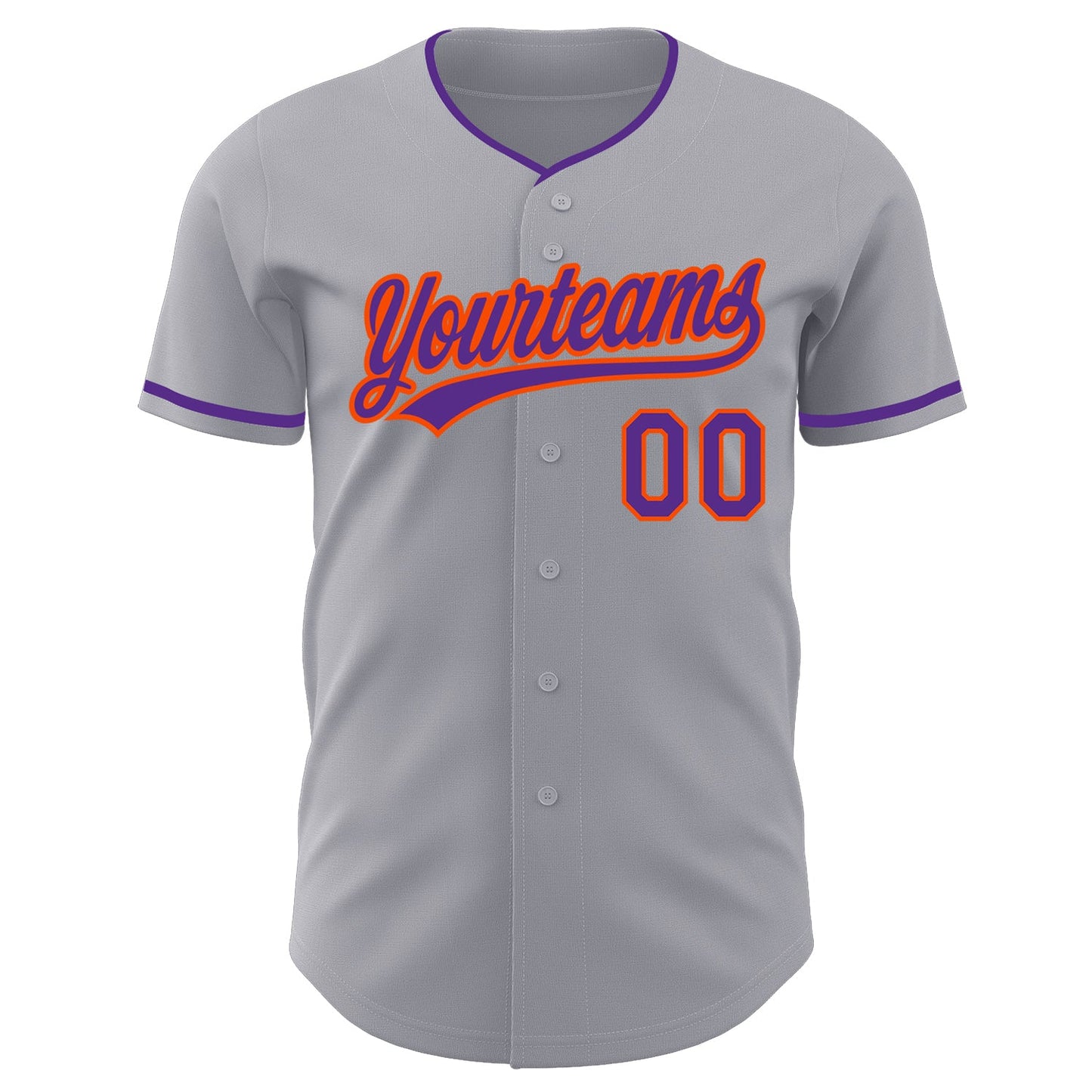 Custom Gray Purple-Orange Authentic Baseball Jersey view 2