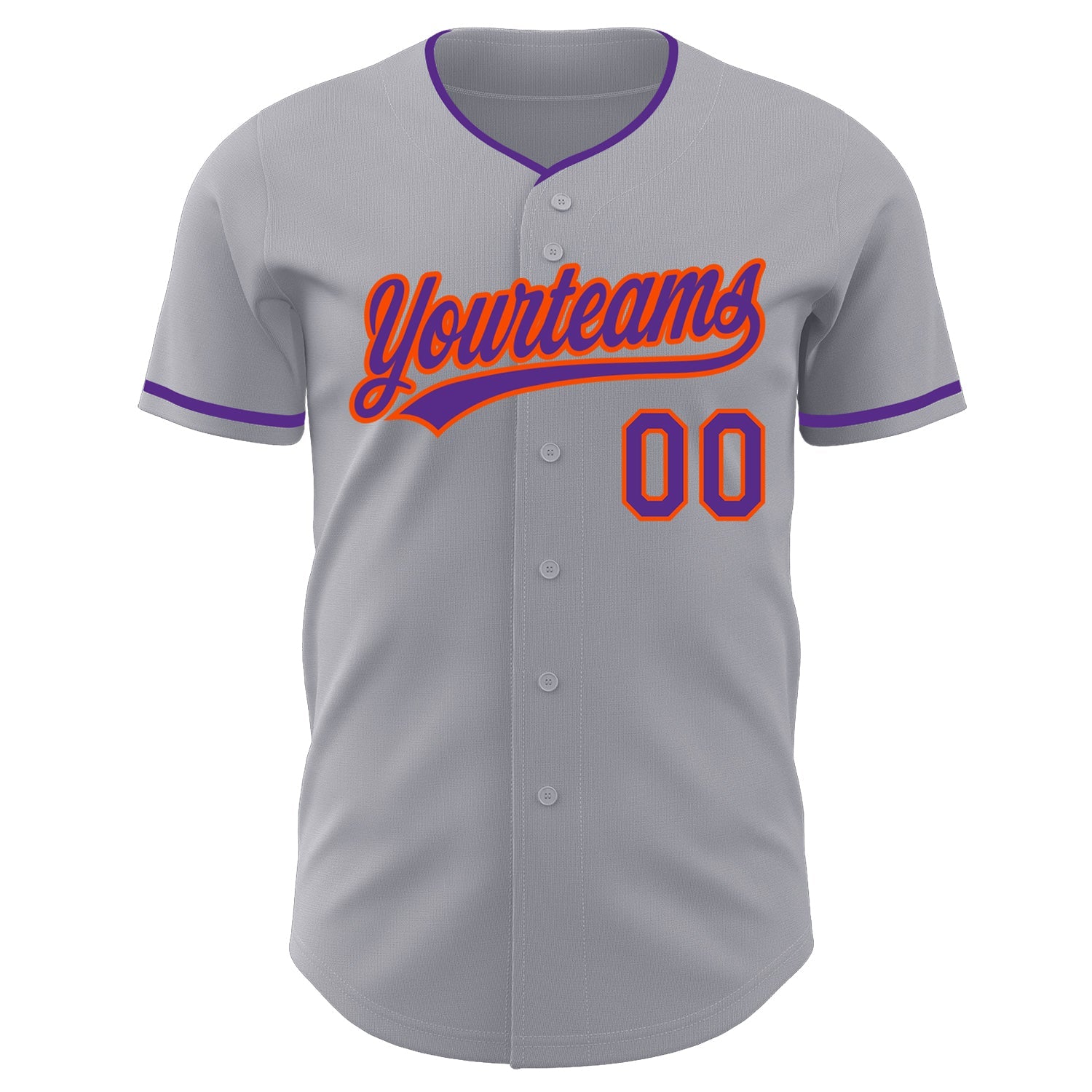 Custom Gray Purple-Orange Authentic Baseball Jersey view 2
