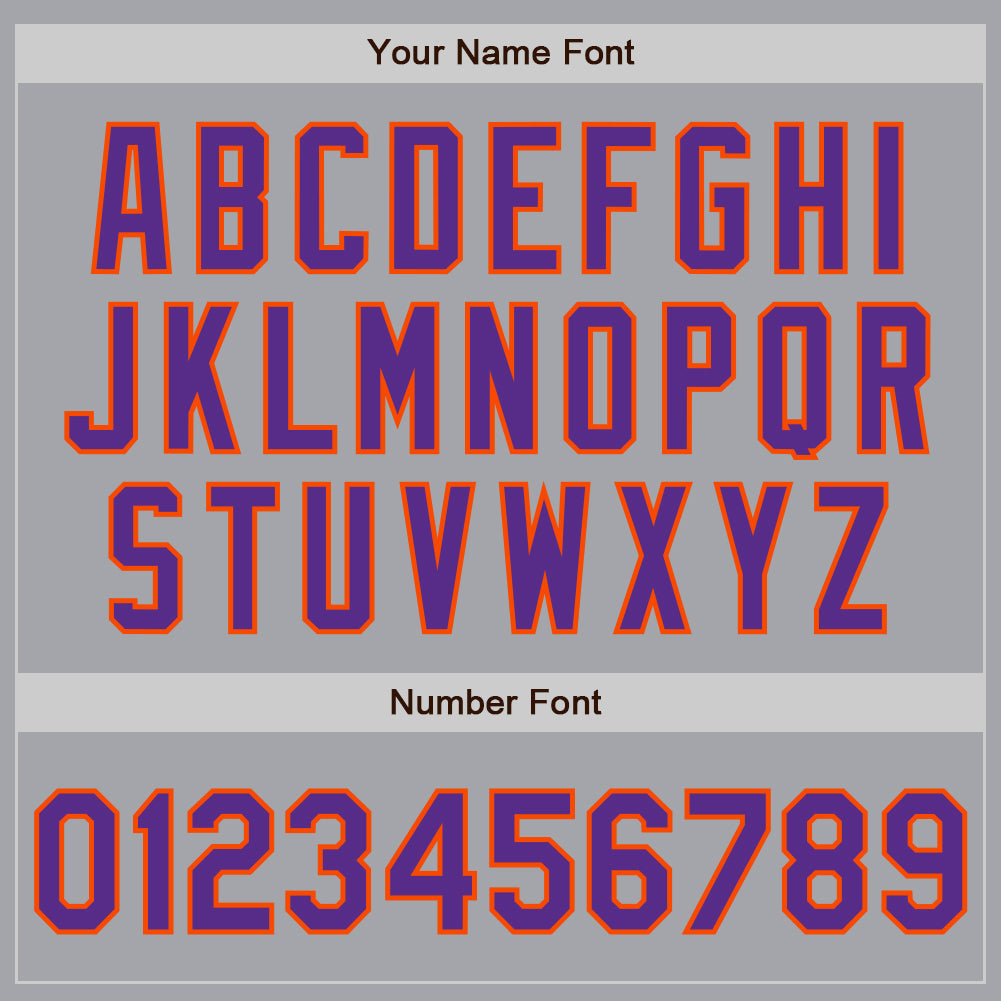 Custom Gray Purple-Orange Authentic Baseball Jersey view 5