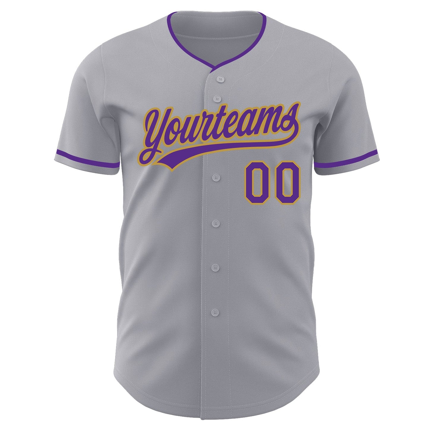 Custom Gray Purple-Old Gold Authentic Baseball Jersey view 2