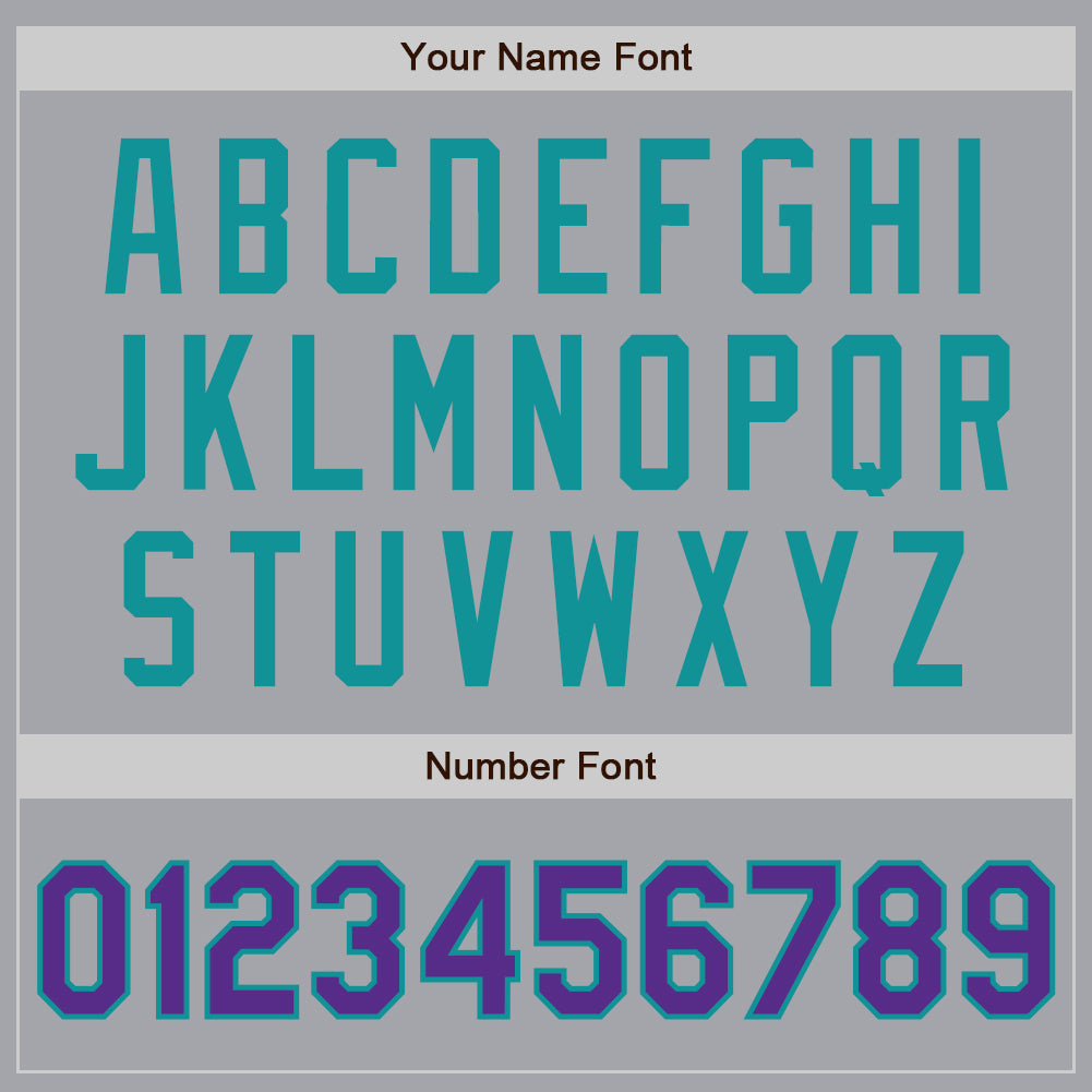 Custom Gray Purple-Teal Authentic Baseball Jersey view 5