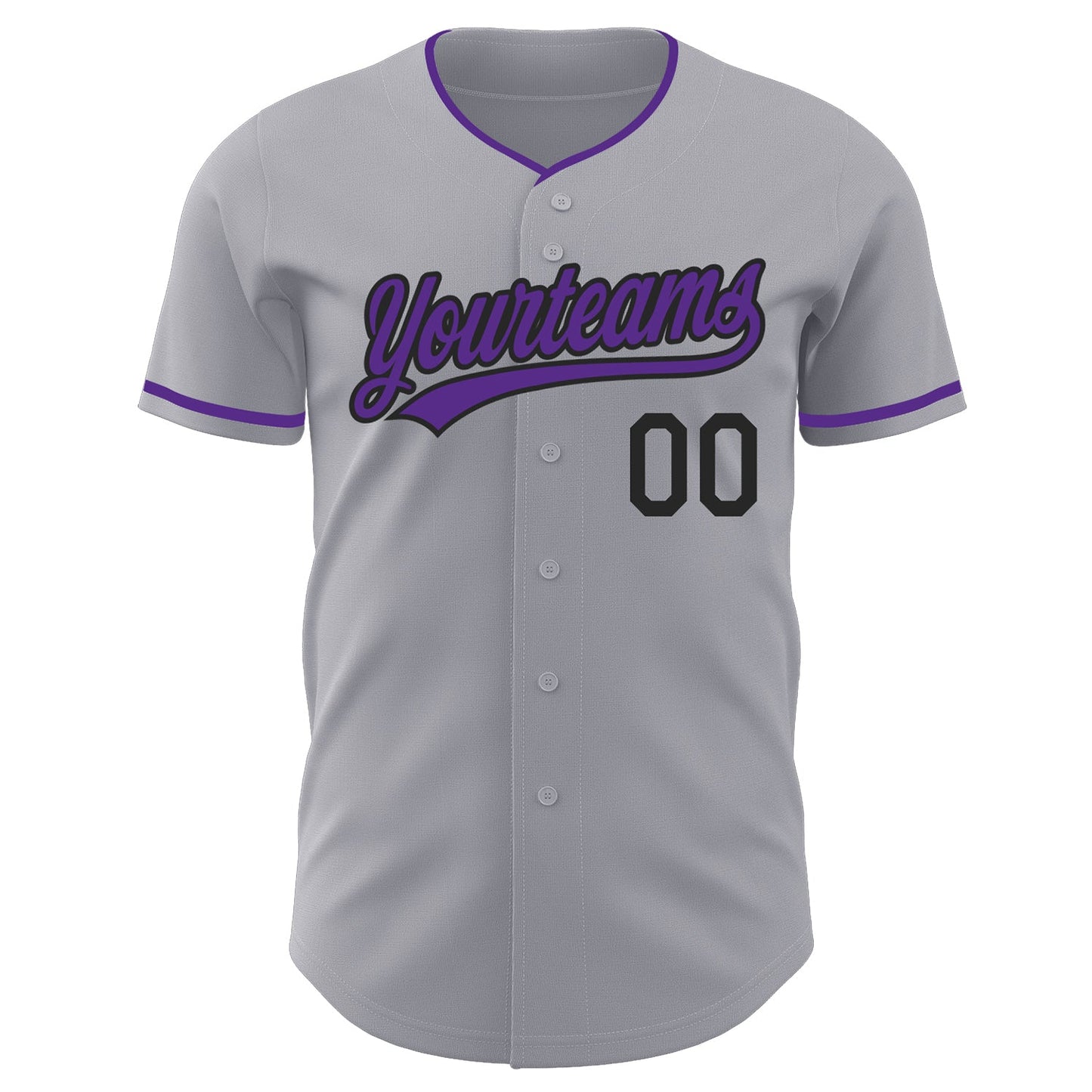 Custom Gray Purple-Black Authentic Baseball Jersey view 2