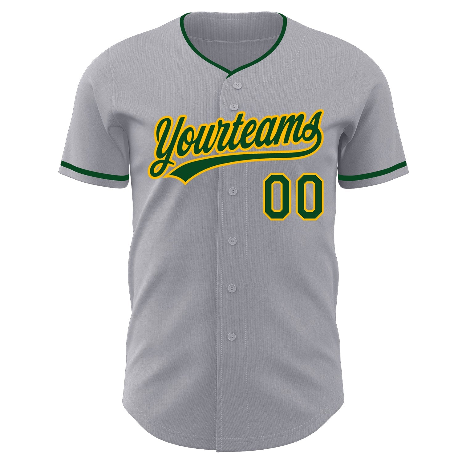 Custom Gray Green-Gold Authentic Baseball Jersey view 2