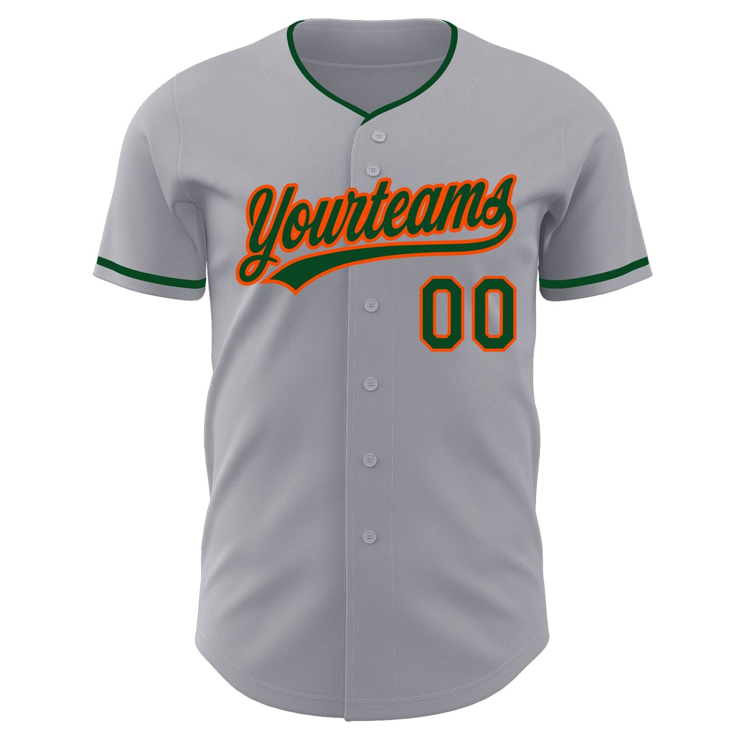 Custom Gray Green-Orange Authentic Baseball Jersey view 2
