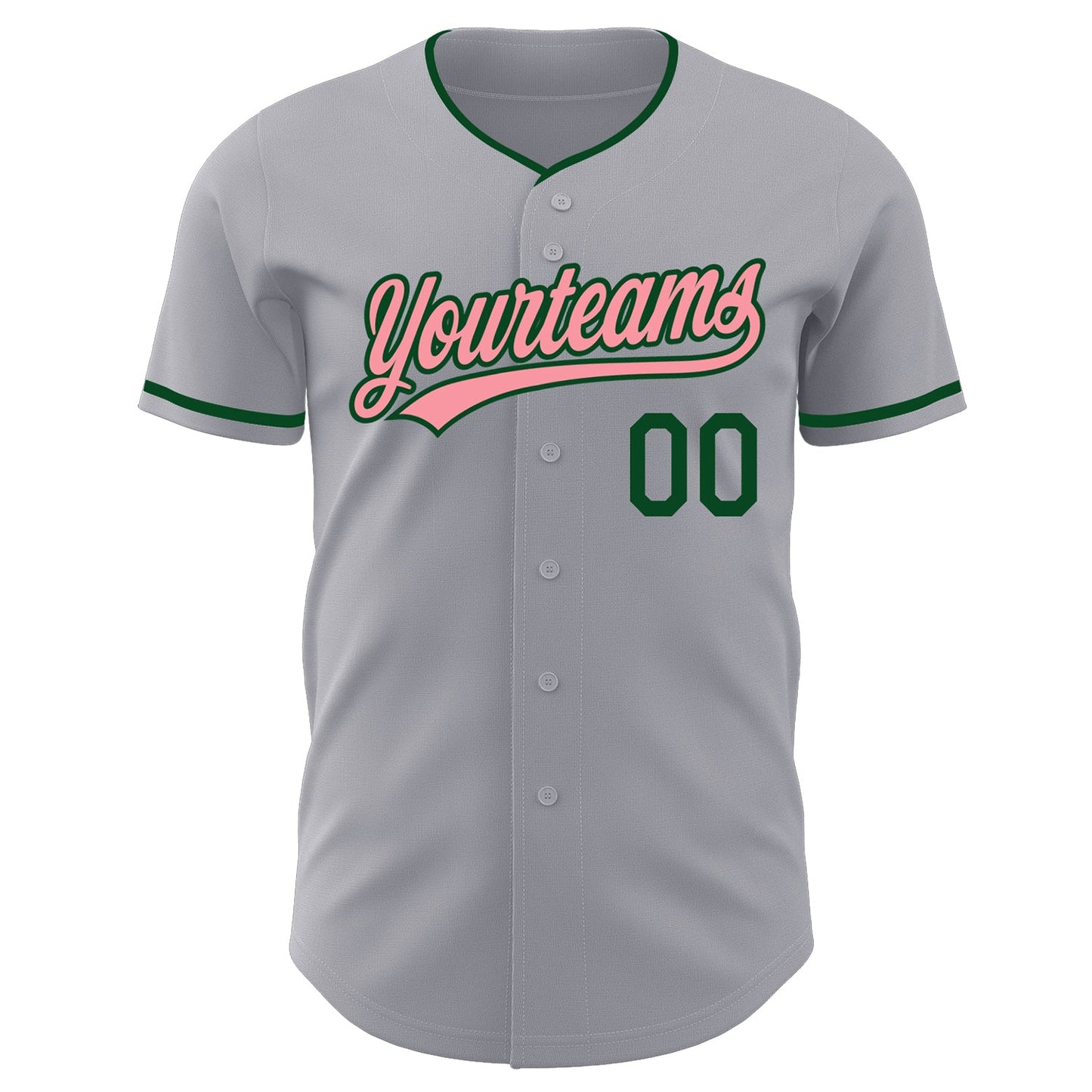 Custom Gray Medium Pink-Green Authentic Baseball Jersey view 2