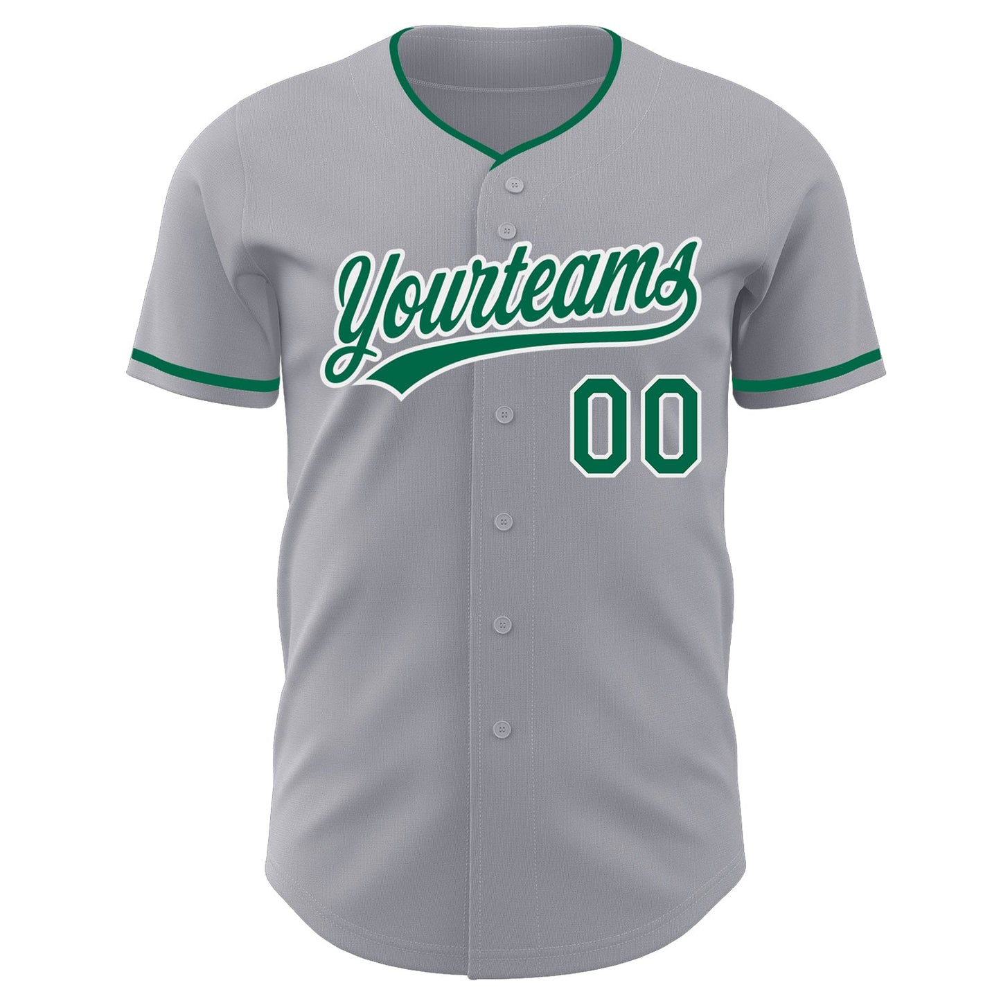 Custom Gray Kelly Green-White Authentic Baseball Jersey view 2