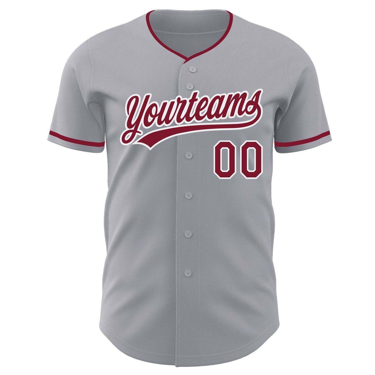 Custom Gray Crimson-White Authentic Baseball Jersey view 2