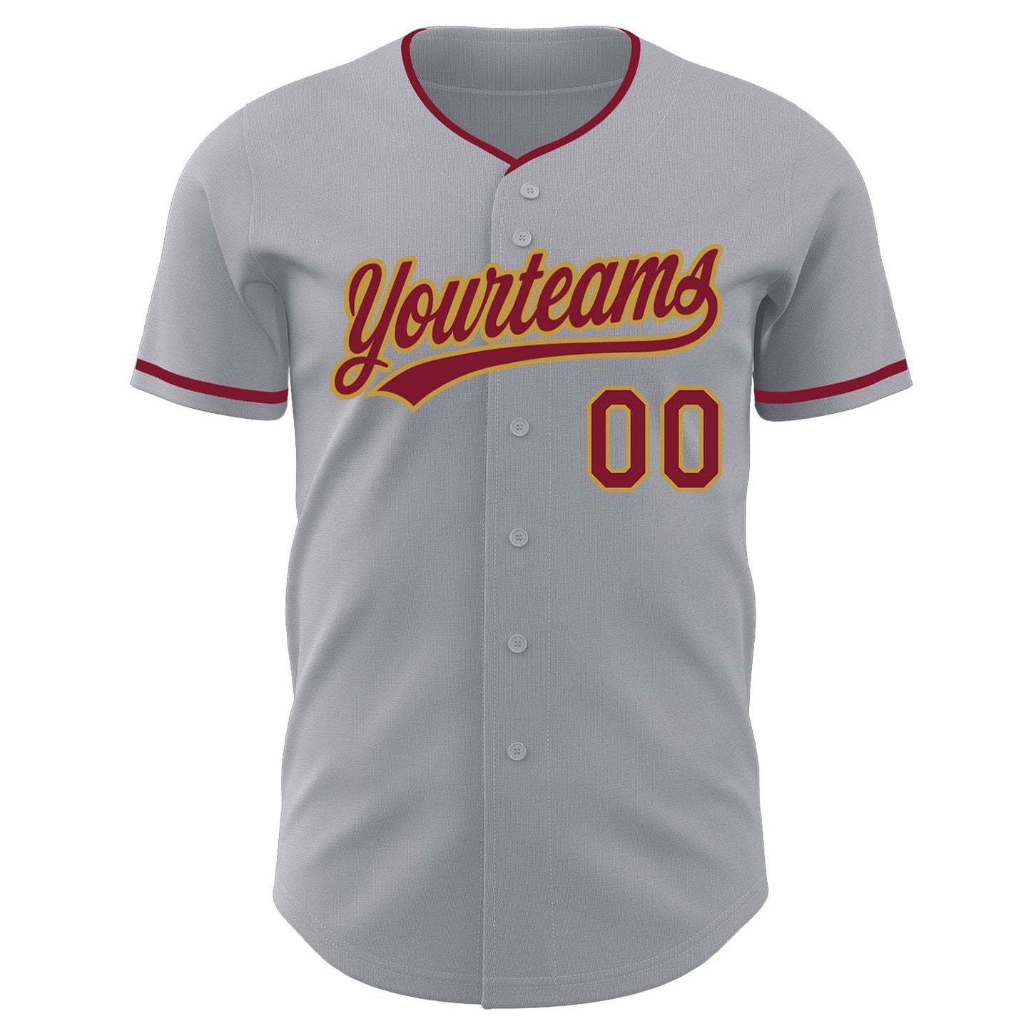 Custom Gray Crimson-Old Gold Authentic Baseball Jersey view 2