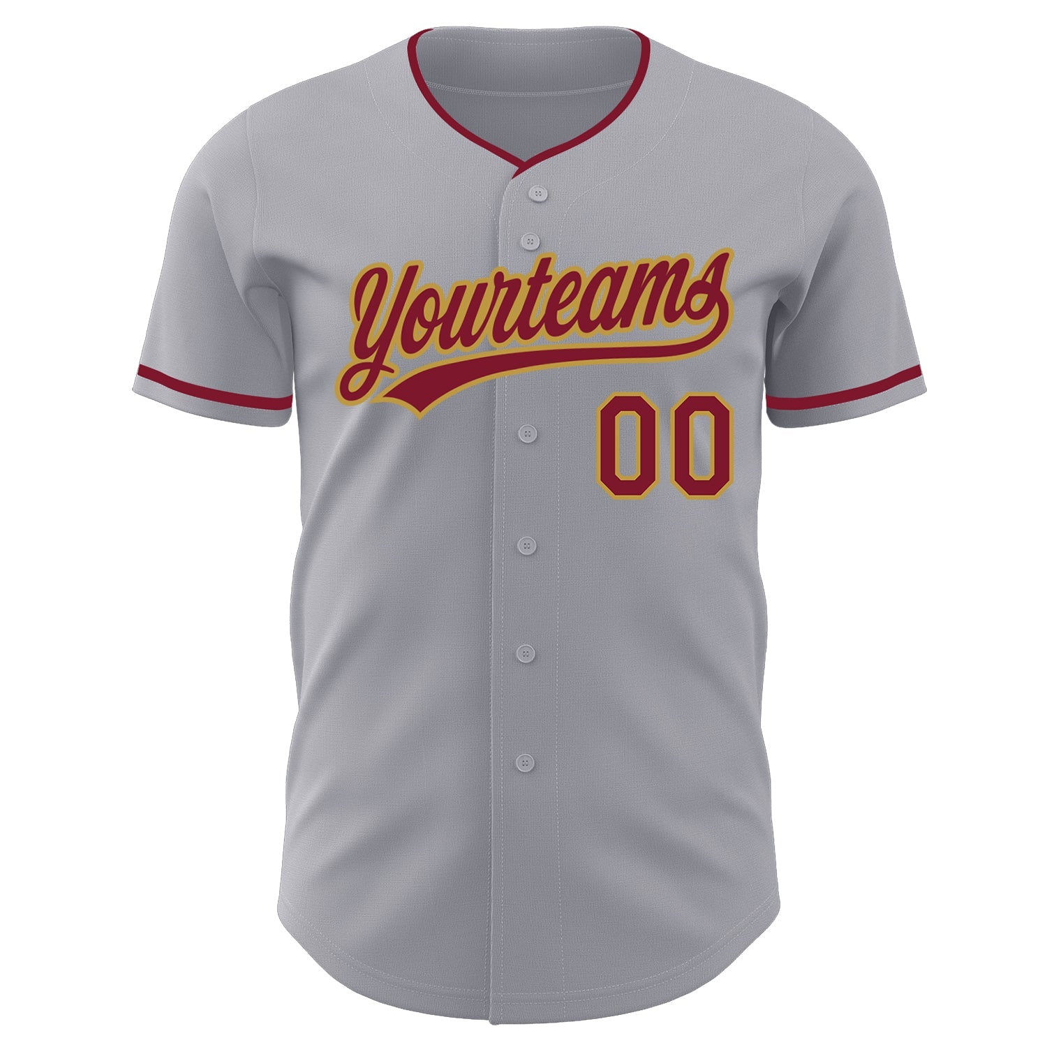 Custom Gray Crimson-Old Gold Authentic Baseball Jersey view 2