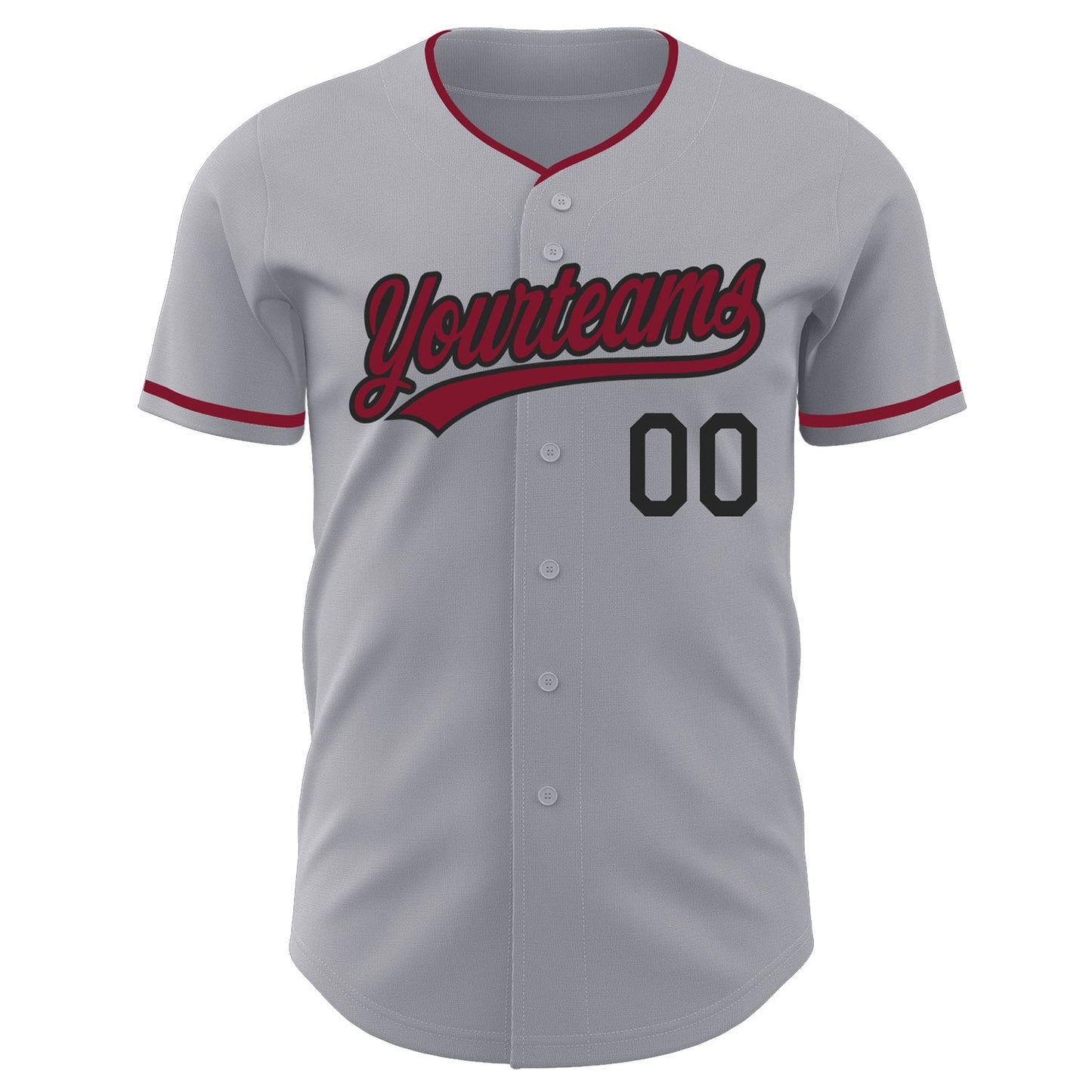 Custom Gray Crimson-Black Authentic Baseball Jersey view 2