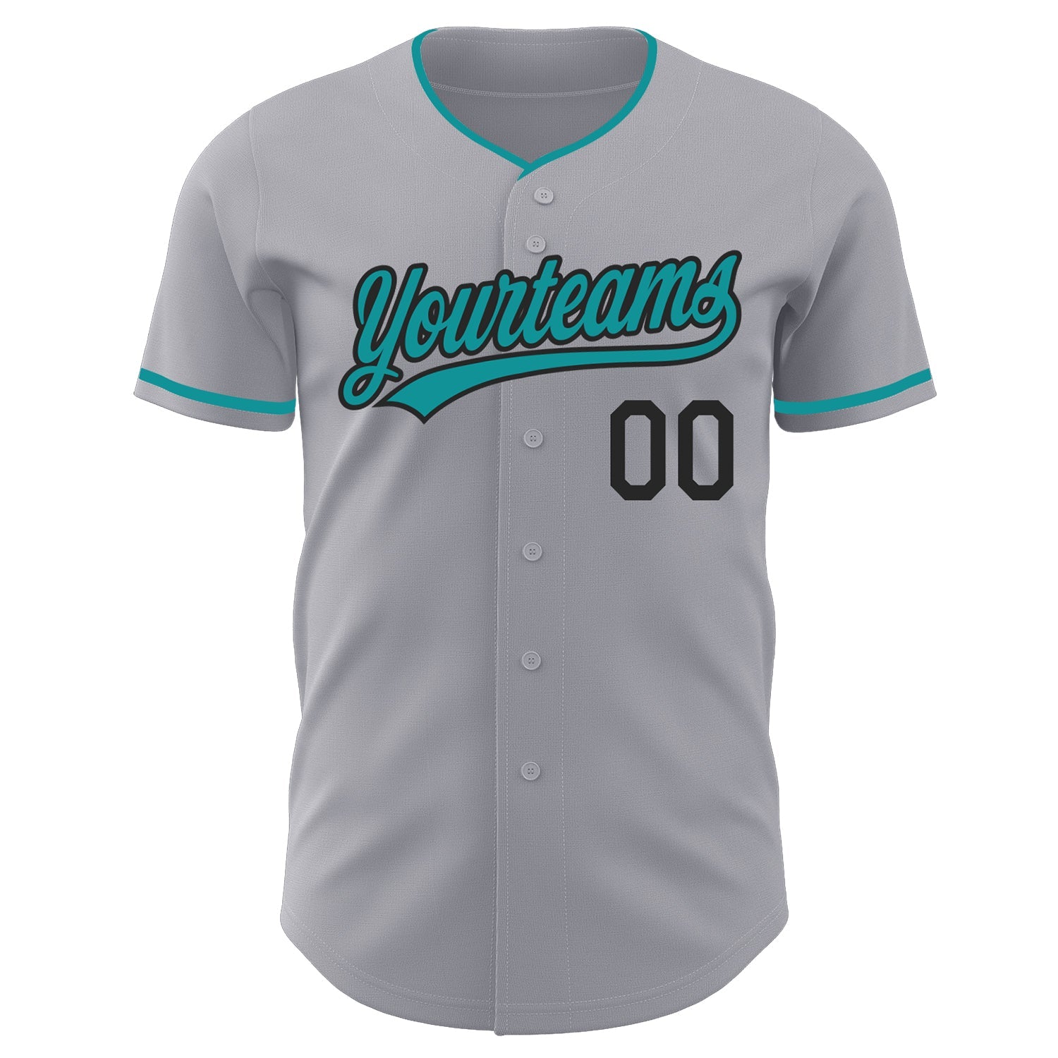 Custom Gray Teal-Black Authentic Baseball Jersey view 2