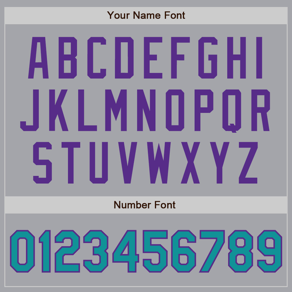 Custom Gray Teal-Purple Authentic Baseball Jersey view 5