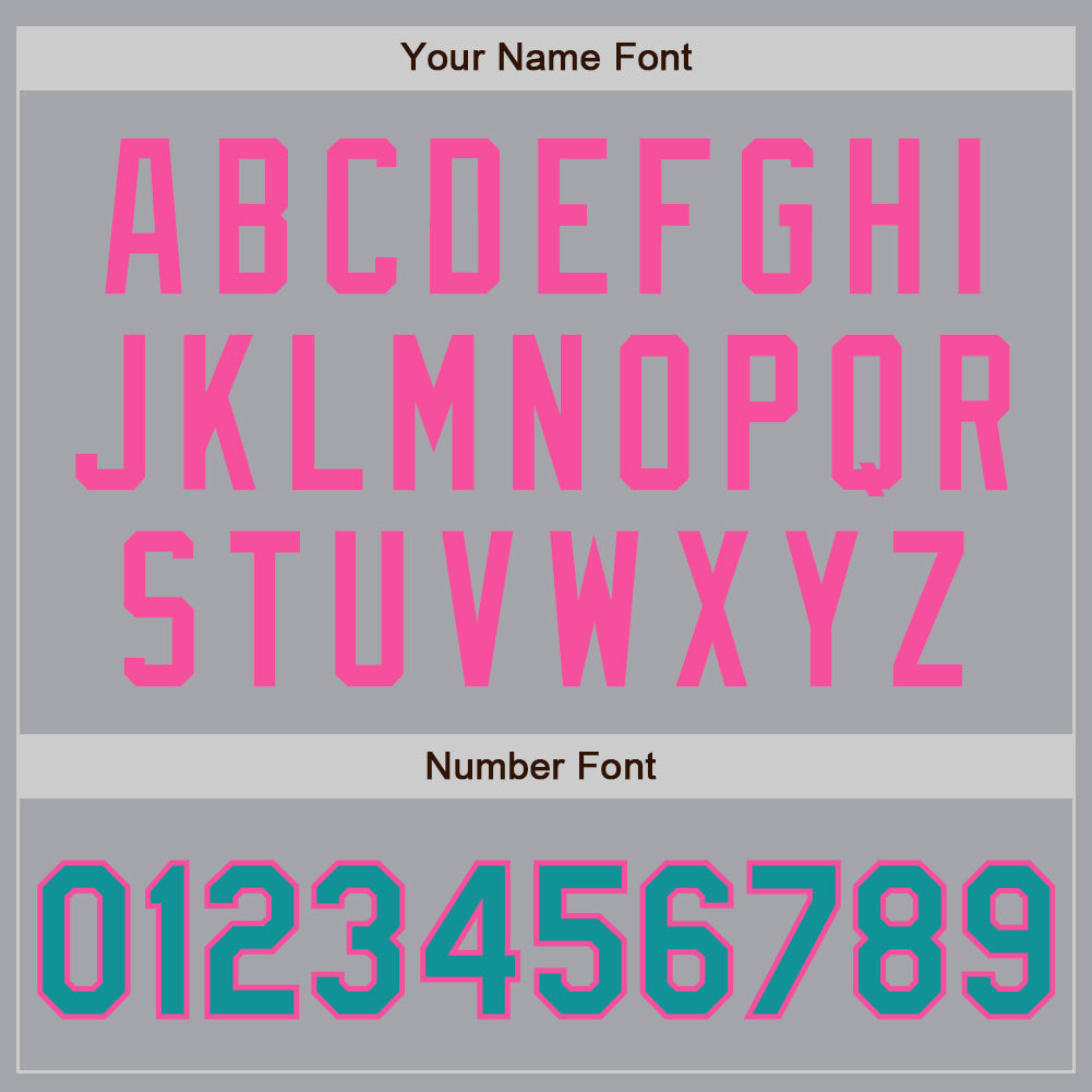 Custom Gray Teal-Pink Authentic Baseball Jersey view 5
