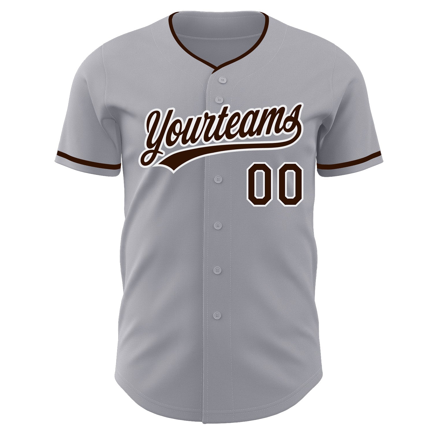 Custom Gray Brown-White Authentic Baseball Jersey view 2