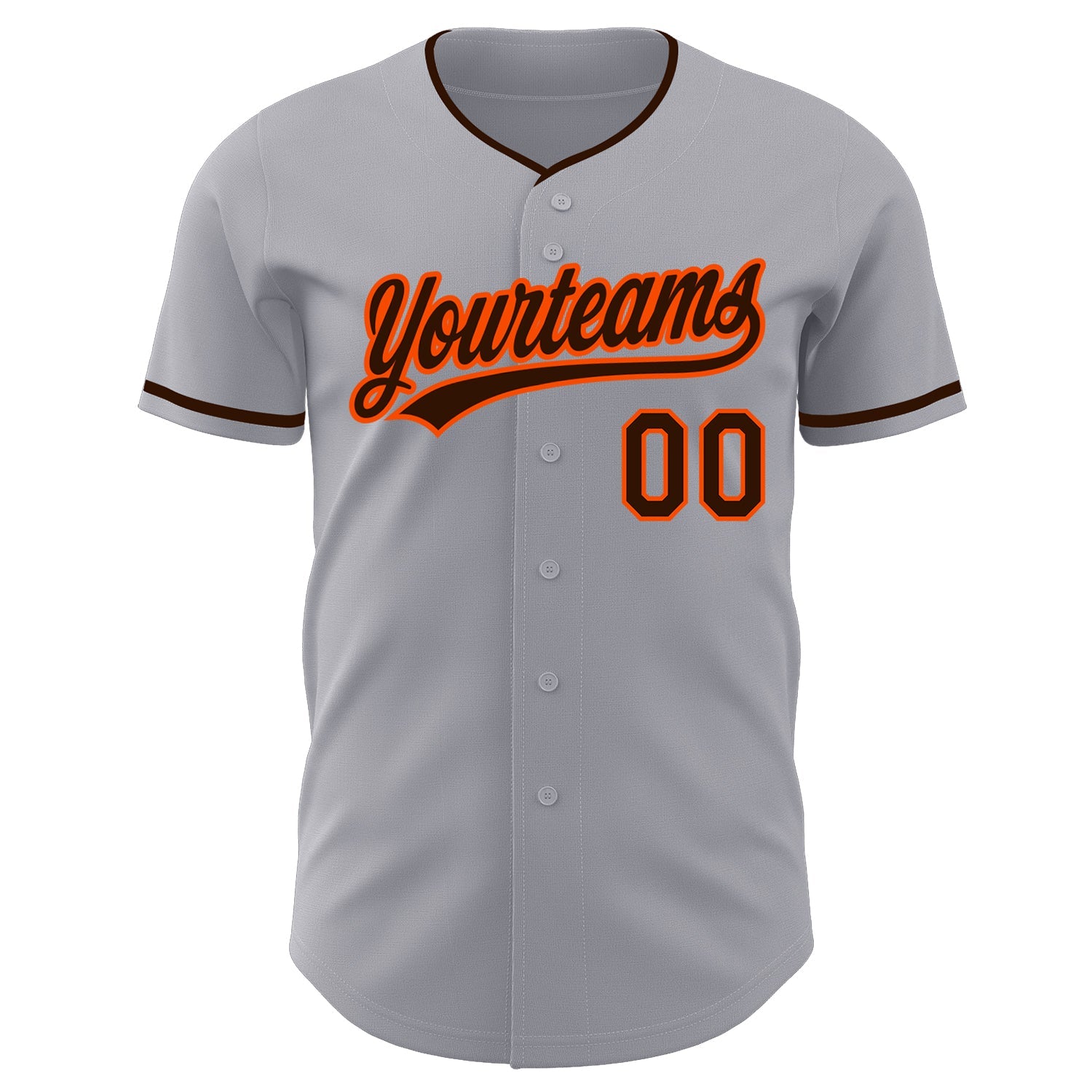 Custom Gray Brown-Orange Authentic Baseball Jersey view 2