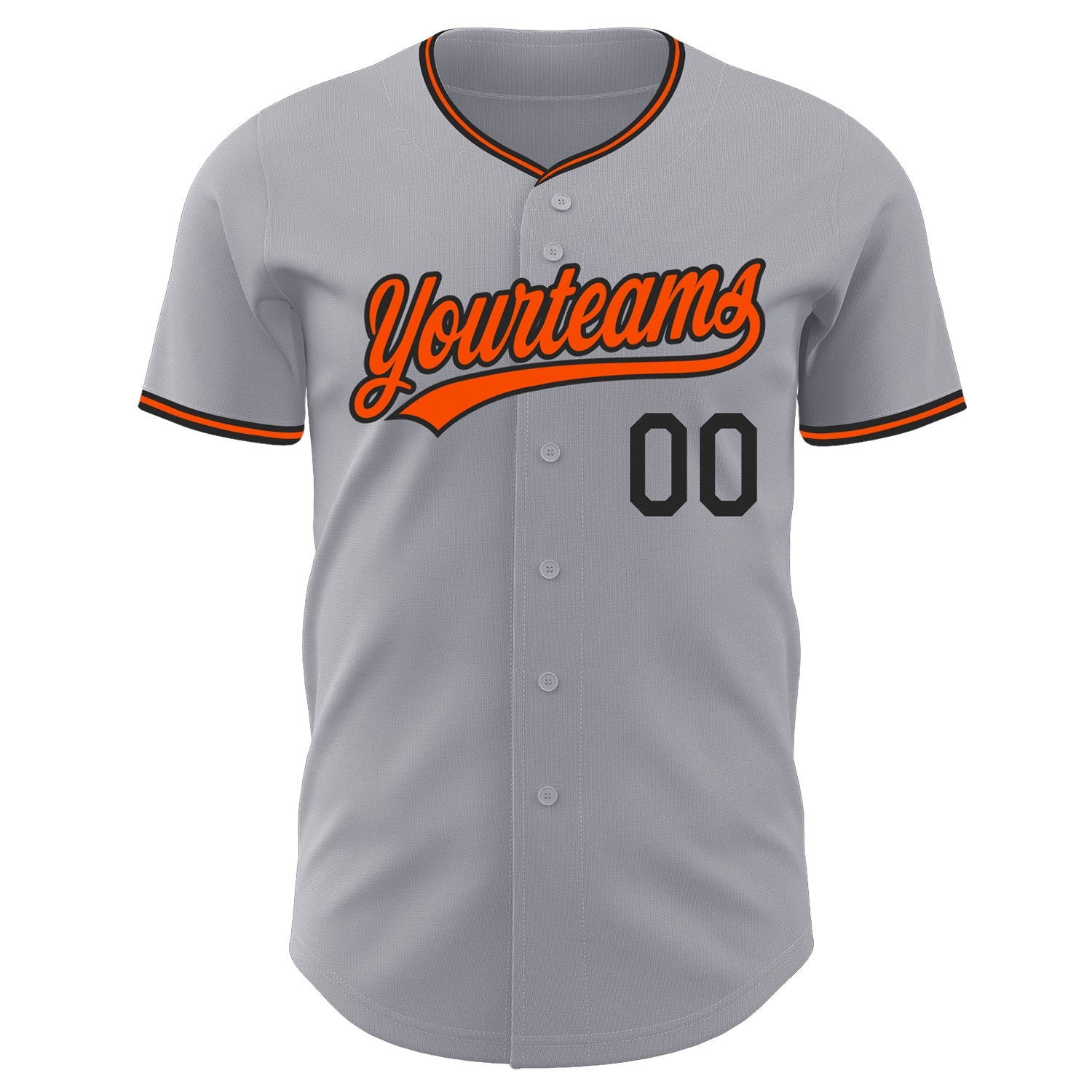 Custom Gray Orange-Black Authentic Baseball Jersey view 2