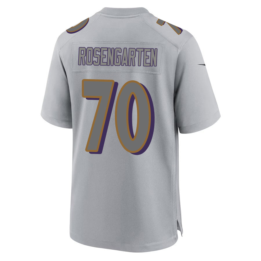 B.Ravens #70 Roger Rosengarten Gray Game Jersey Stitched American Football Jerseys - Main View