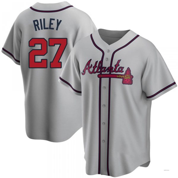 Atlanta Braves #27 Austin Riley Gray Road Jersey Stitches Baseball Jerseys - Main View