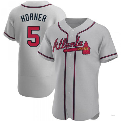 Atlanta Braves #5 Bob Horner Gray Road Jersey Stitches Baseball Jerseys - Main View