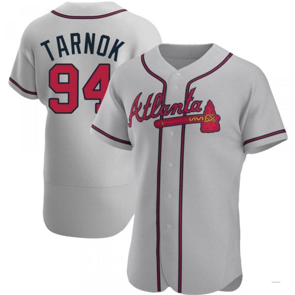 Atlanta Braves #94 Freddy Tarnok Gray Road Jersey Stitches Baseball Jerseys - Main View