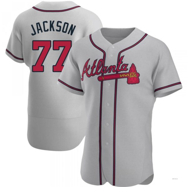 Atlanta Braves #77 Luke Jackson Gray Road Jersey Stitches Baseball Jerseys - Main View