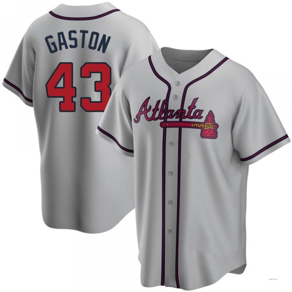 Atlanta Braves #43 Cito Gaston Gray Road Jersey Stitches Baseball Jerseys - Main View