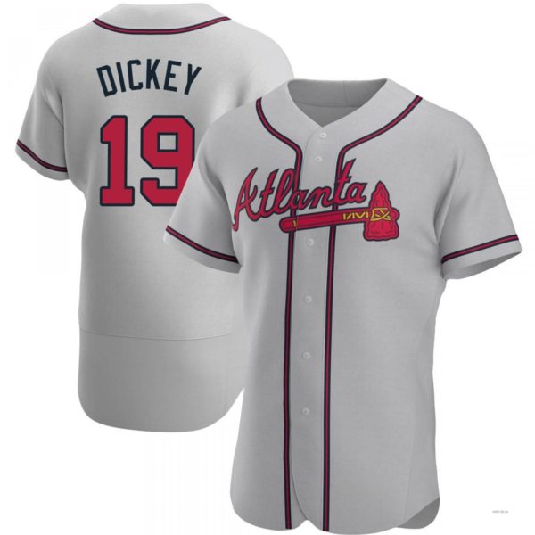 Atlanta Braves #19 R.A. Dickey Gray Road Jersey Stitches Baseball Jerseys - Main View