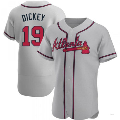 Atlanta Braves #19 R.A. Dickey Gray Road Jersey Stitches Baseball Jerseys - Main View