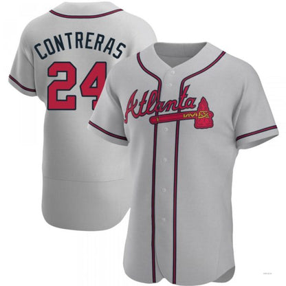 Atlanta Braves #24 William Contreras Gray Road Jersey Stitches Baseball Jerseys - Main View