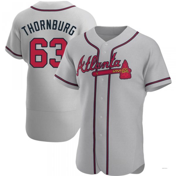 Atlanta Braves #63 Tyler Thornburg Gray Road Jersey Stitches Baseball Jerseys - Main View