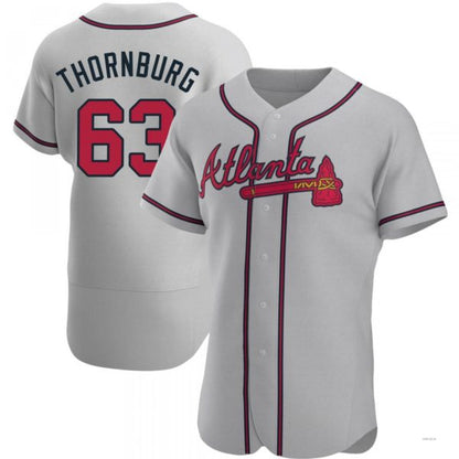 Atlanta Braves #63 Tyler Thornburg Gray Road Jersey Stitches Baseball Jerseys - Main View