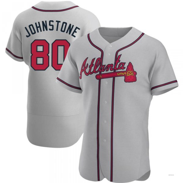 Atlanta Braves #80 Connor Johnstone Gray Road Jersey Stitches Baseball Jerseys - Main View