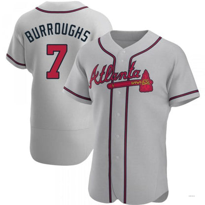 Atlanta Braves #7 Jeff Burroughs Gray Road Jersey Stitches Baseball Jerseys - Main View