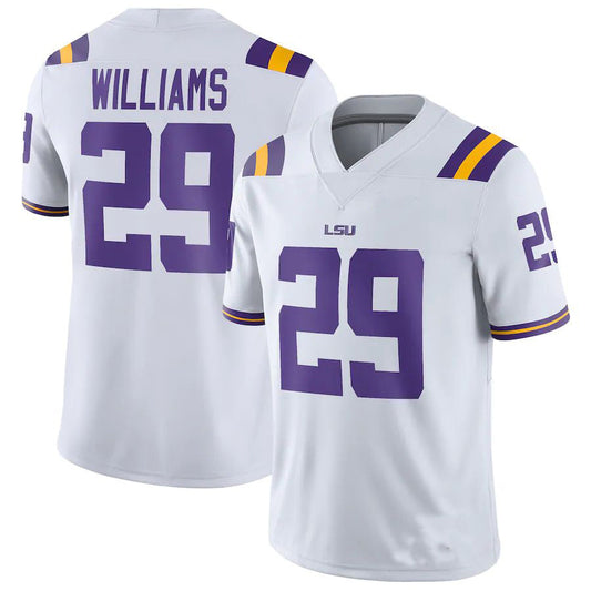 L.Tigers #29 Greedy Williams Game Jersey White Football Jersey Stitched American College Jerseys - Main View